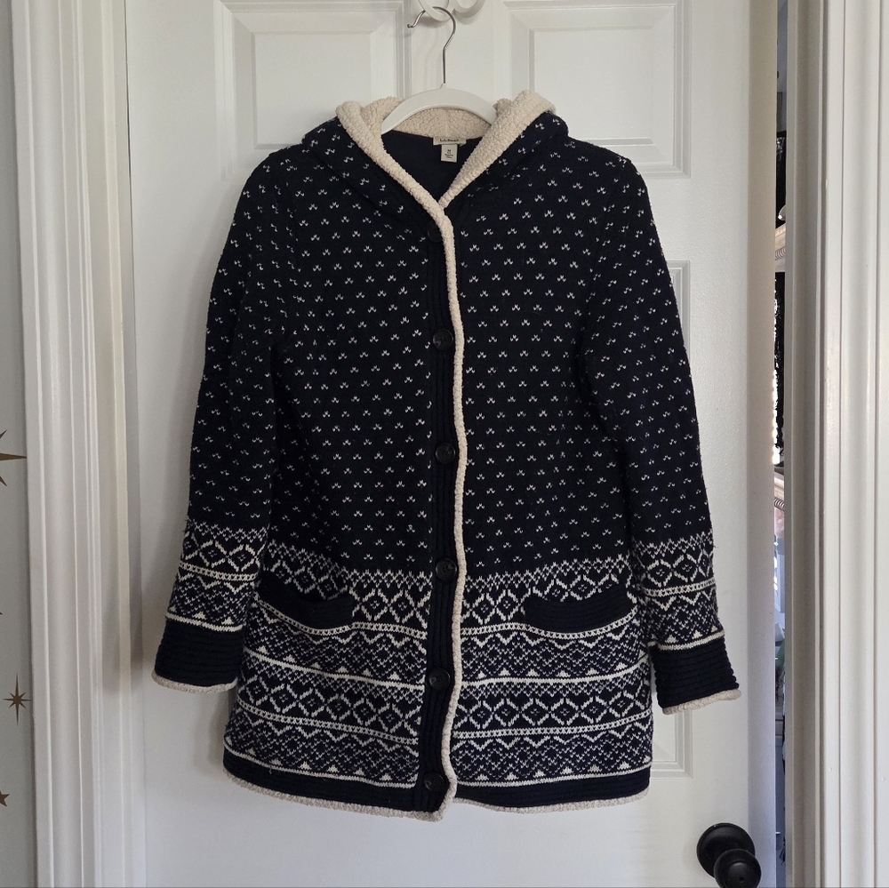 L.L. Bean Fair Isle Button Up Cardigan Sweater